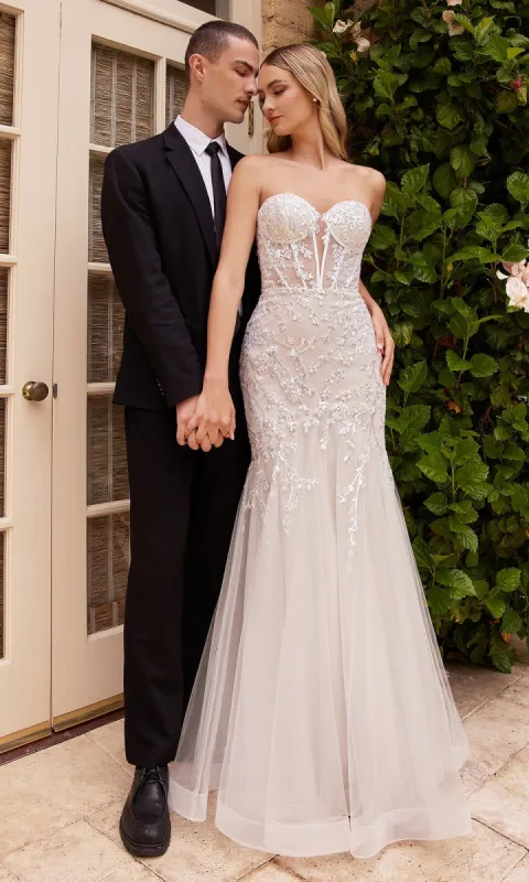 Strapless Long White Mermaid Wedding Dress CB126W sold by PromGirl
