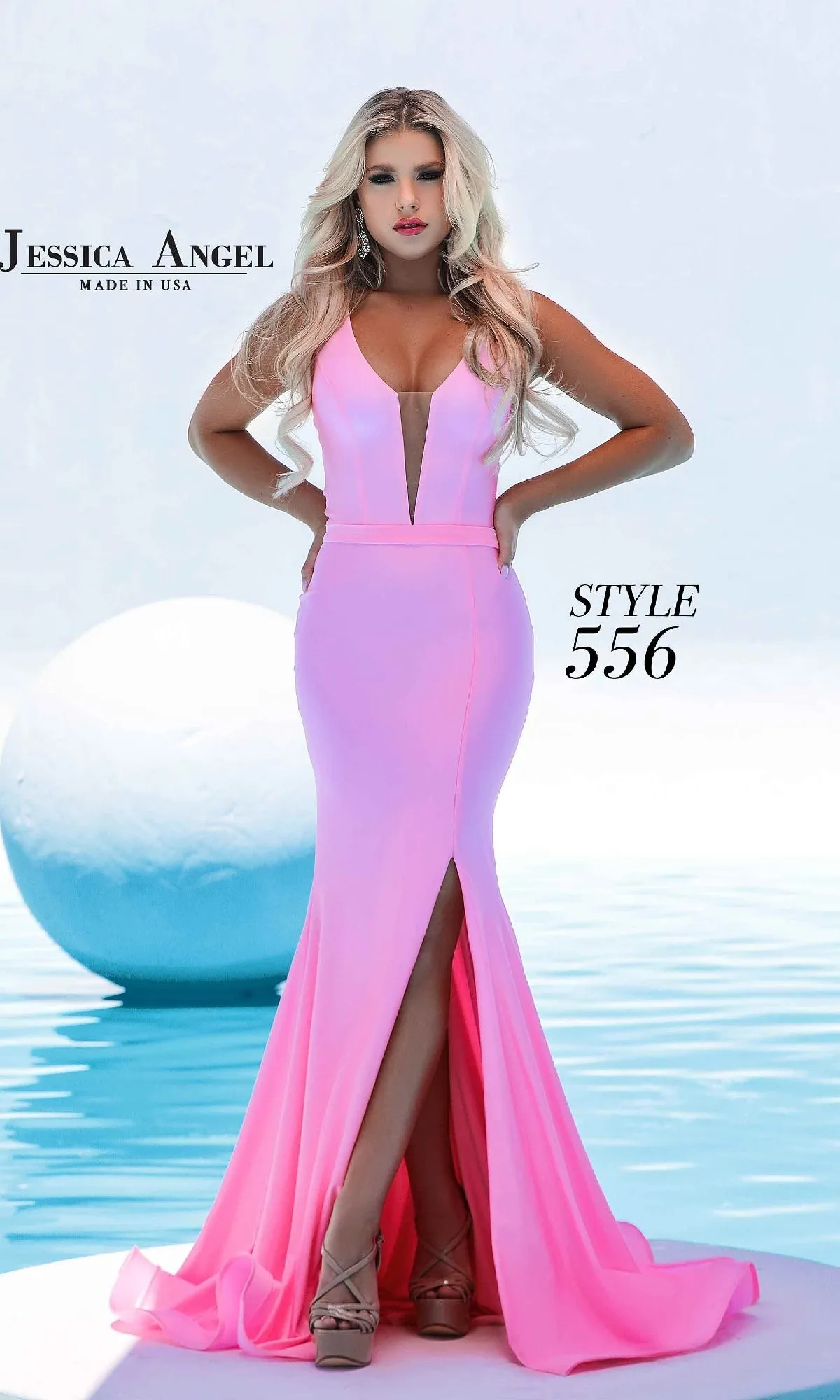 Plunging V-Neck Long Prom Dress: Jessica Angel 556 sold by PromGirl