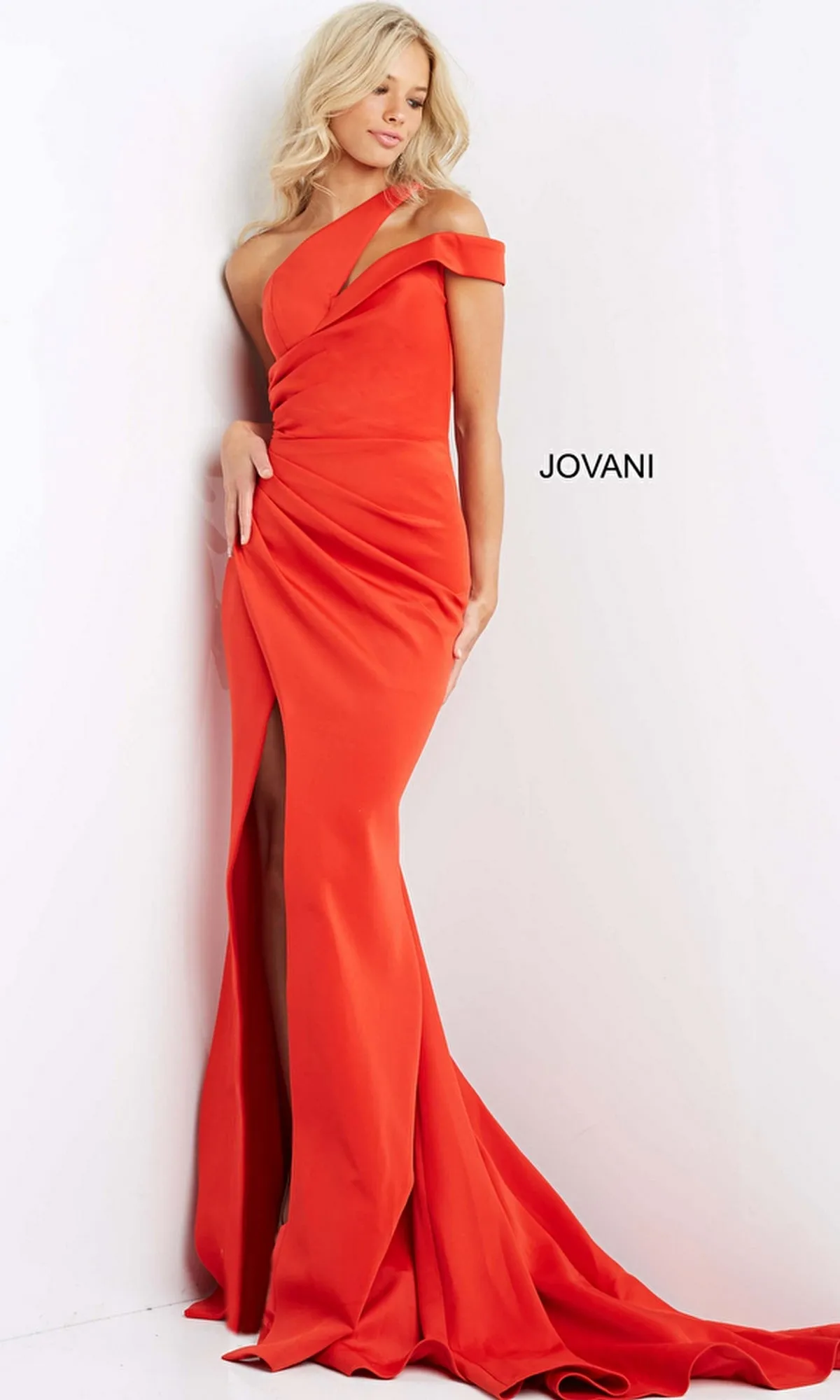 One-Shoulder Long Mermaid Prom Dress: Jovani 04222 sold by PromGirl