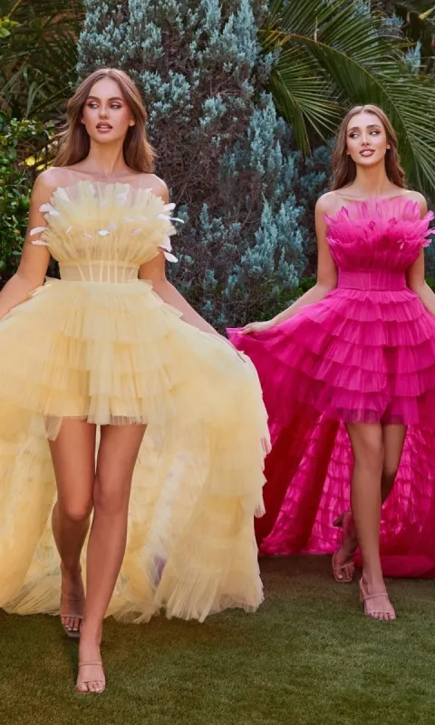 Ruffled High-Low Ball Gown A1240 by Andrea and Leo sold by PromGirl