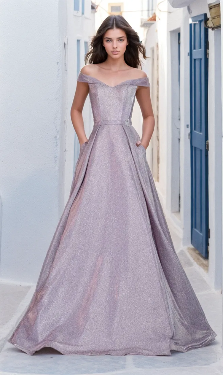 Off-Shoulder Long A-Line Prom Dress: Chicas BT9017 sold by PromGirl