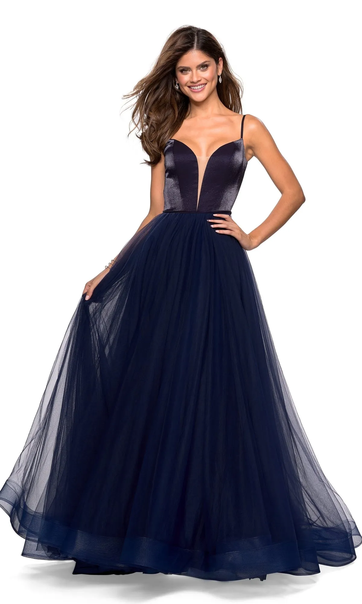 A-Line Open-Back V-Neck Prom Dress: La Femme 27485 sold by PromGirl product image thumbnail 3