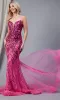 Sequin-Print Long Prom Dress 7021 with Tulle Train sold by PromGirl