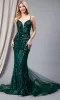 Sequin-Print Long Prom Dress 7021 with Tulle Train sold by PromGirl