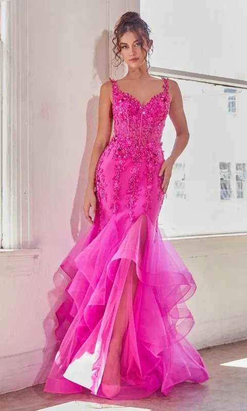 Bright Fuchsia Pink Long Mermaid Prom Dress CD331 sold by PromGirl