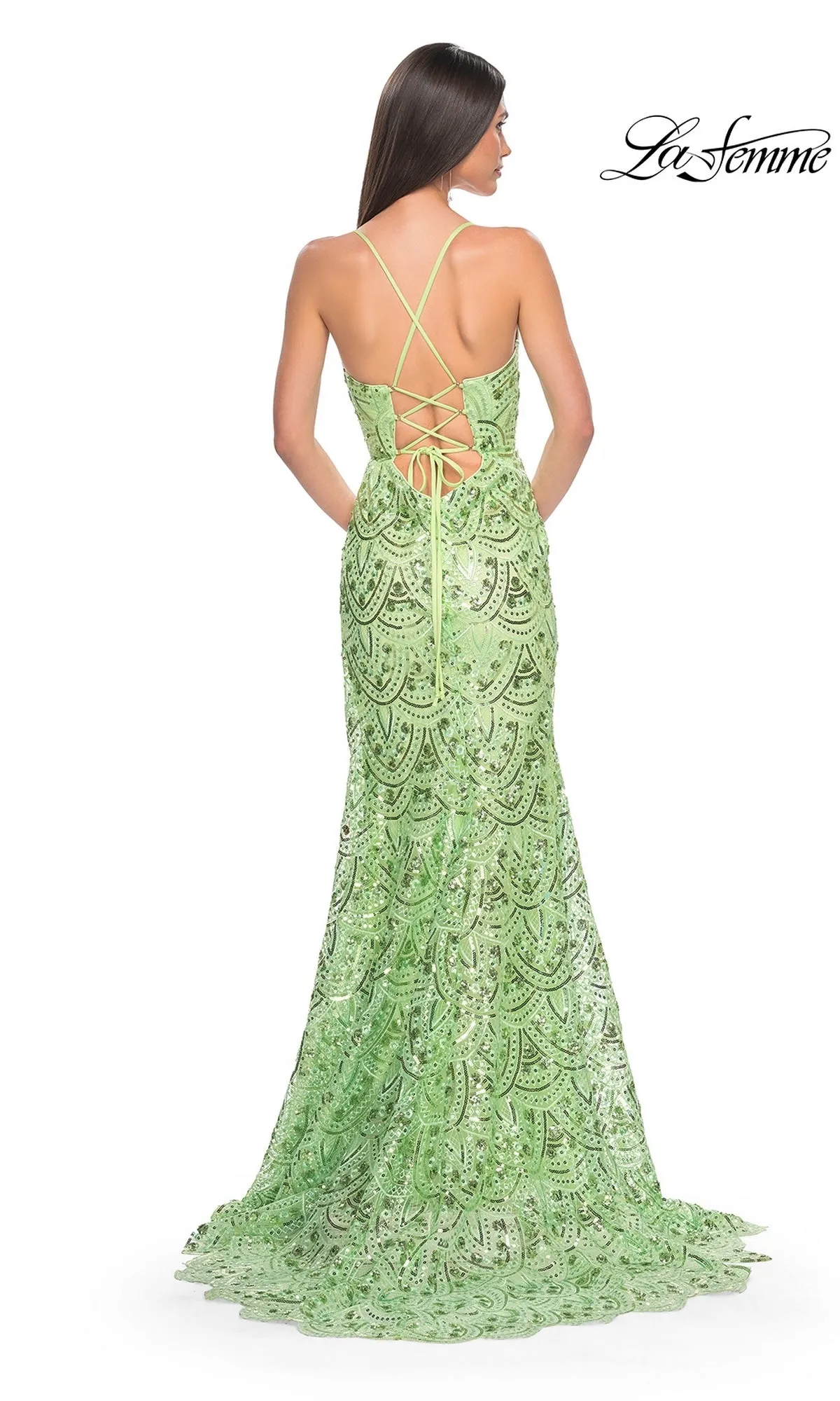 La Femme Sequin-Print Long Prom Dress 31865 sold by PromGirl product image thumbnail 5