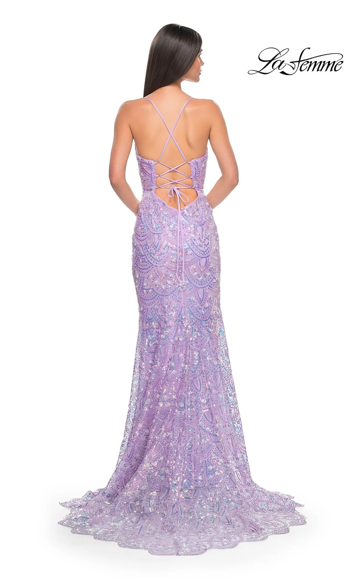 La Femme Sequin-Print Long Prom Dress 31865 sold by PromGirl product image thumbnail 2