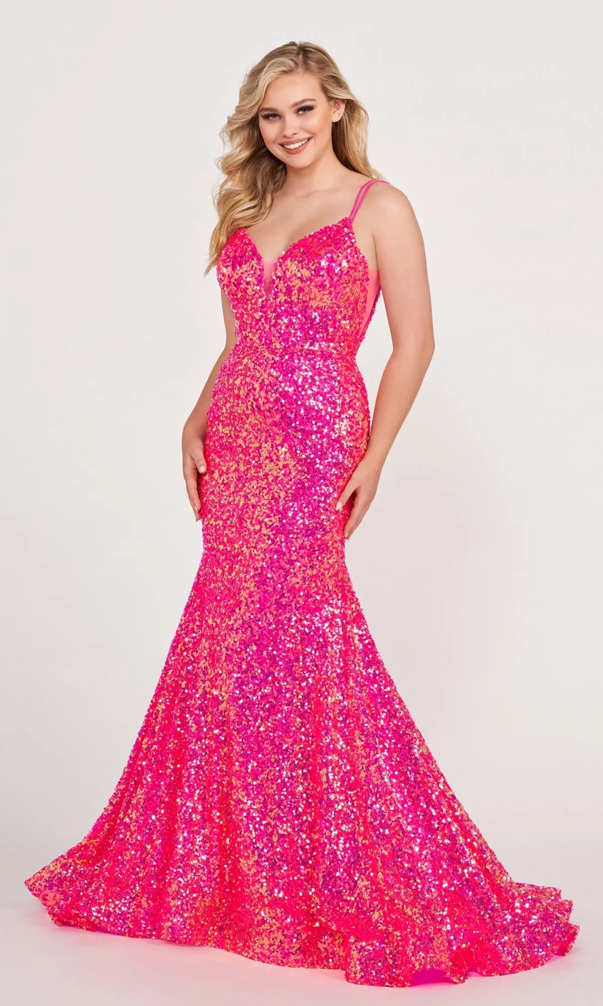 Ellie Wilde Long Stretch-Sequin Prom Dress sold by PromGirl product image thumbnail 4