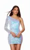 One-Sleeve Sequin Mini Homecoming Dress 4771 sold by PromGirl