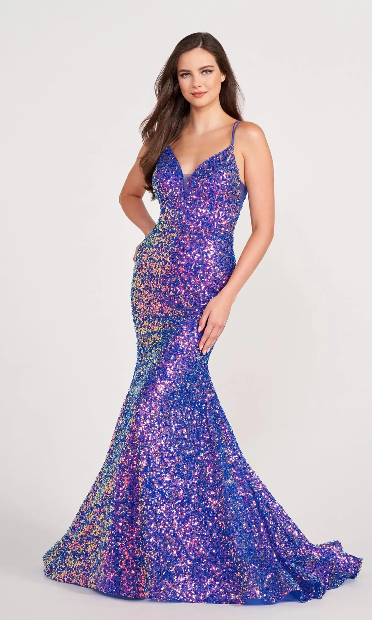 Ellie Wilde Long Stretch-Sequin Prom Dress sold by PromGirl product image thumbnail 5