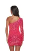 One-Sleeve Sequin Mini Homecoming Dress 4771 sold by PromGirl