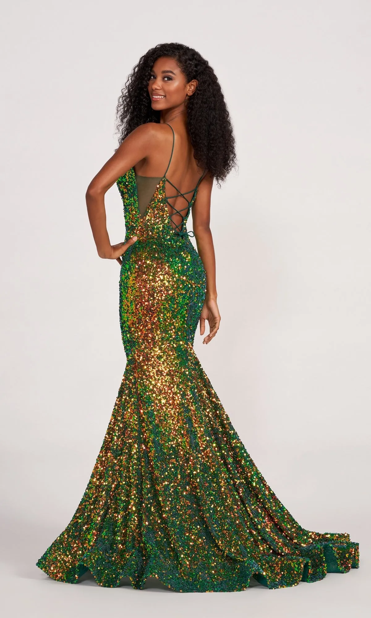 Ellie Wilde Long Stretch-Sequin Prom Dress sold by PromGirl product image thumbnail 2