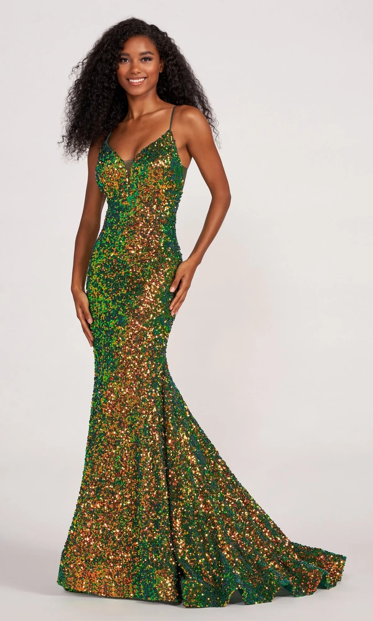 Ellie Wilde Long Stretch-Sequin Prom Dress sold by PromGirl