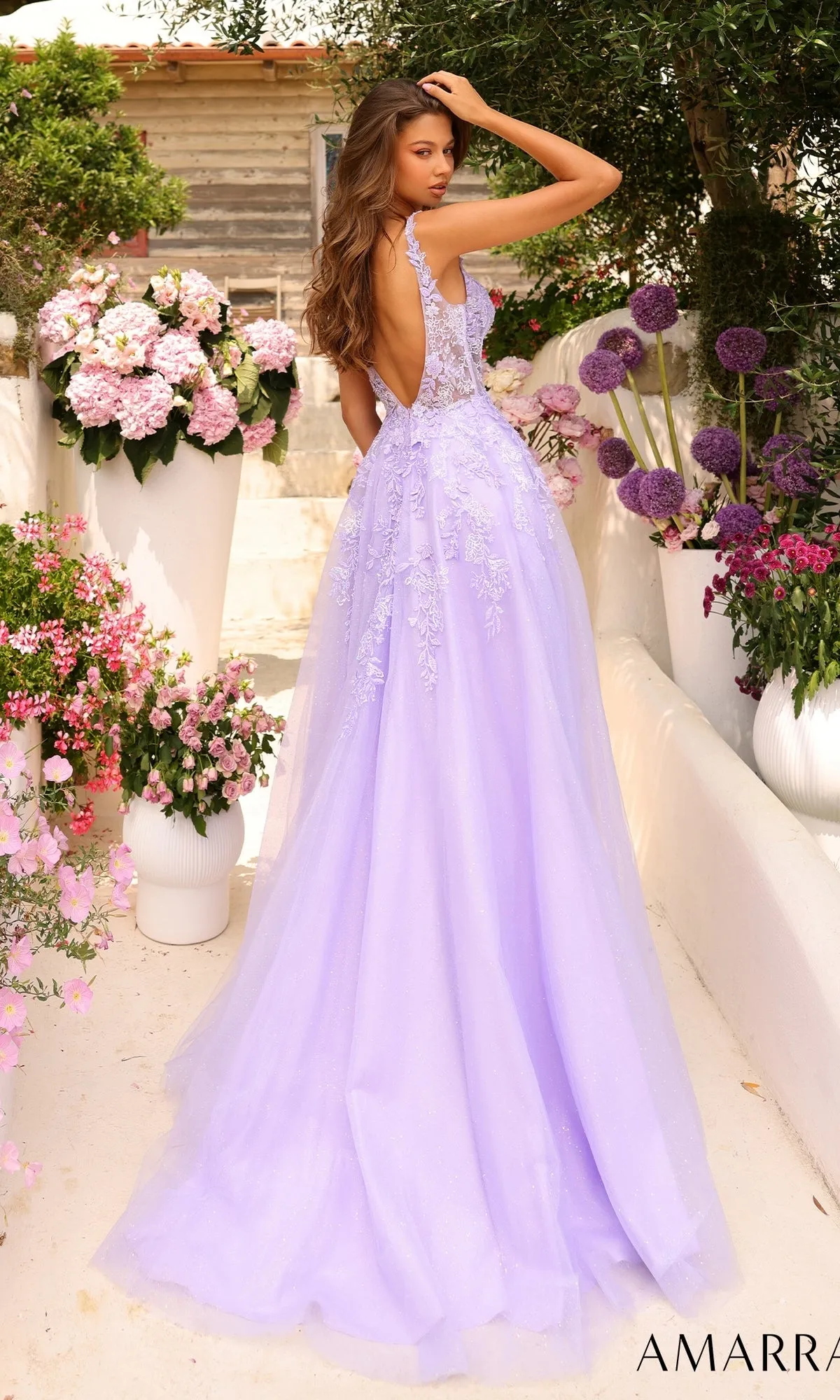 Amarra Floral-Bodice Long Prom Ball Gown 88849 sold by PromGirl product image thumbnail 2