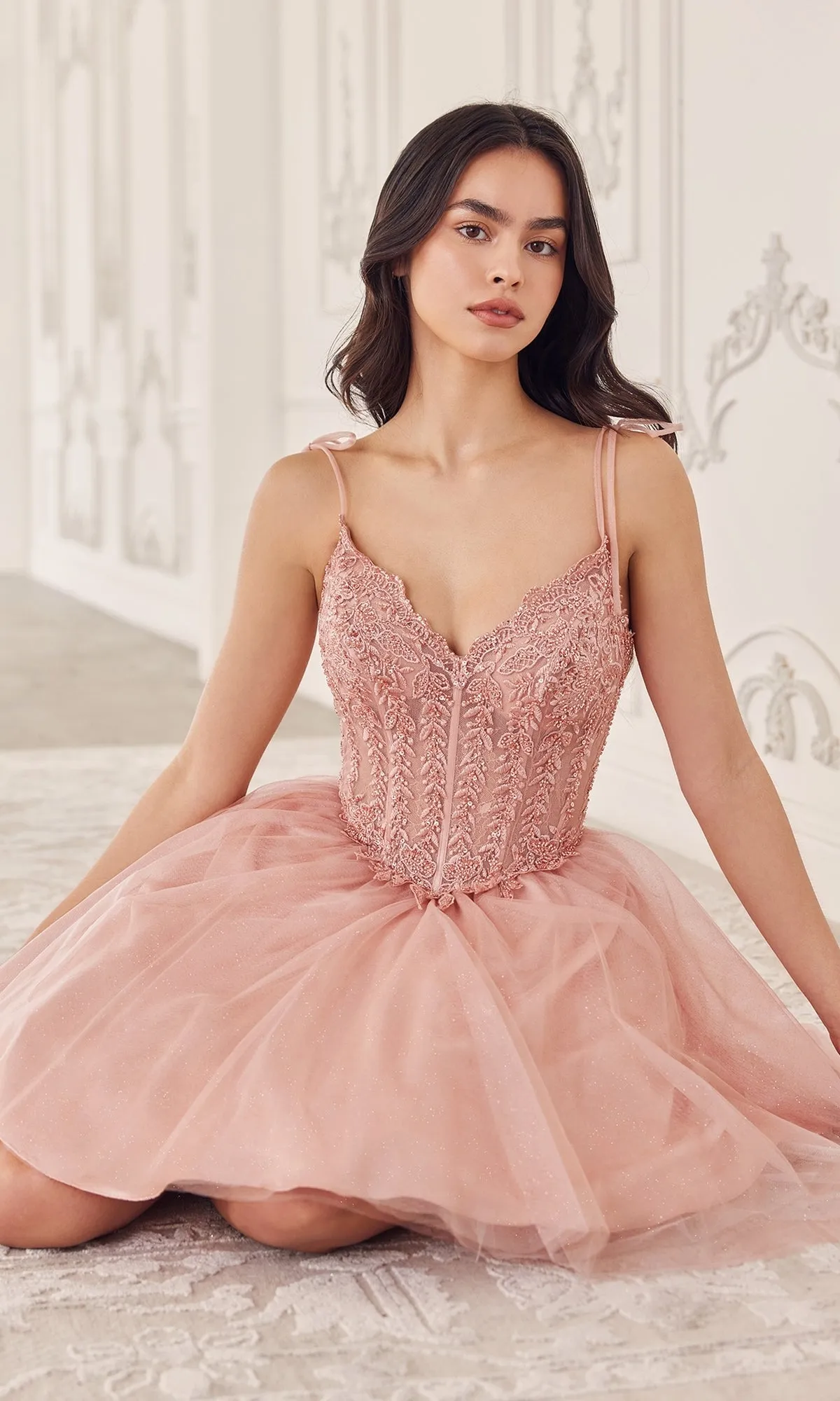 Ladivine Embroidered Lace Homecoming Dress CD0236 sold by PromGirl product image thumbnail 5