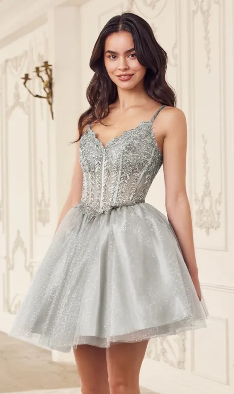 Ladivine Embroidered Lace Homecoming Dress CLCD0236 sold by PromGirl