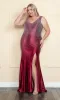 Spandex Long Beaded Plus-Size Prom Dress W1130 sold by PromGirl