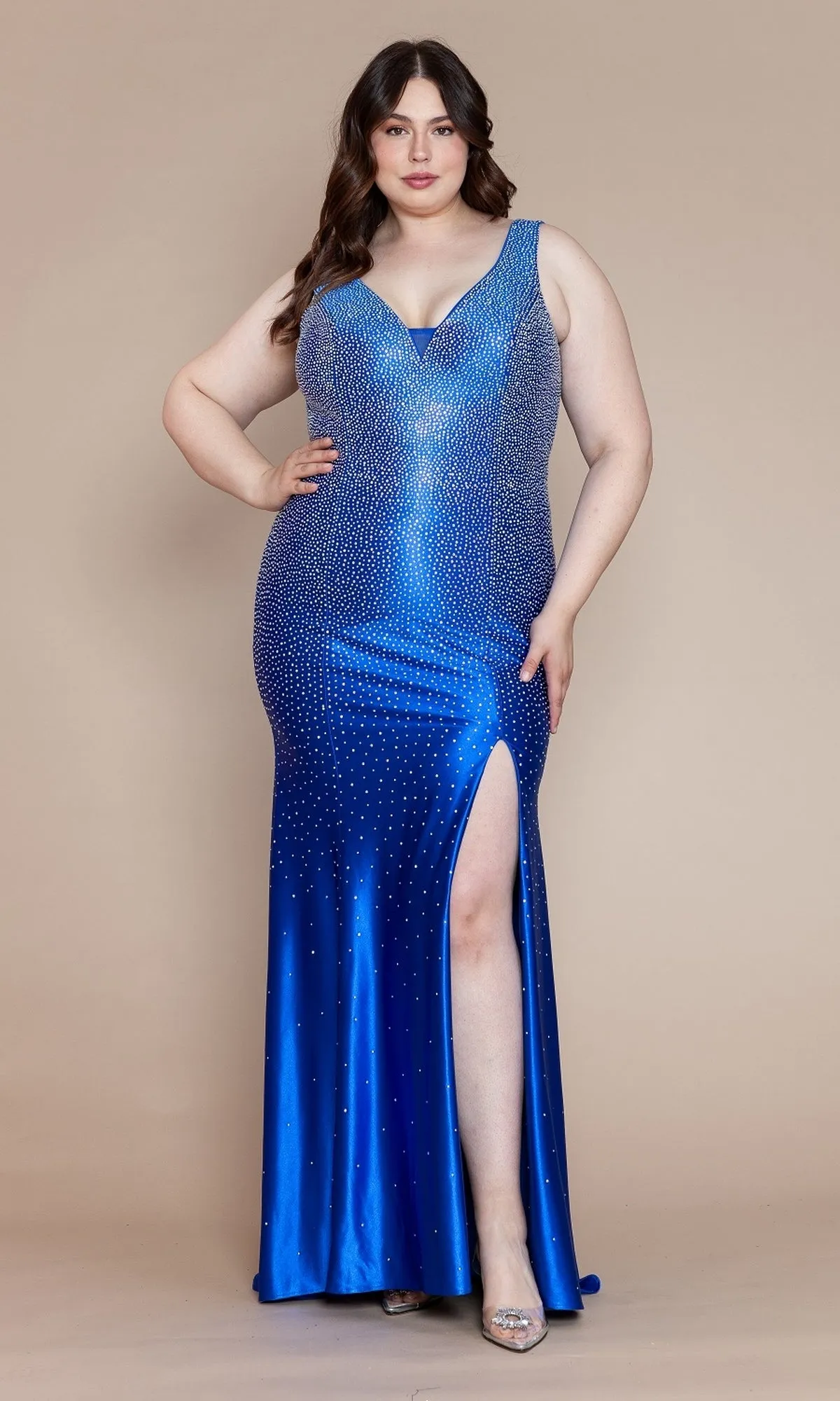 Spandex Long Beaded Plus-Size Prom Dress W1130 sold by PromGirl product image thumbnail 5