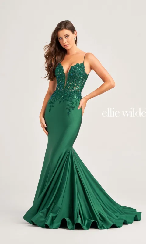 Stretch-Jersey Ellie Wilde Long Prom Dress EW35237 made by PromGirl