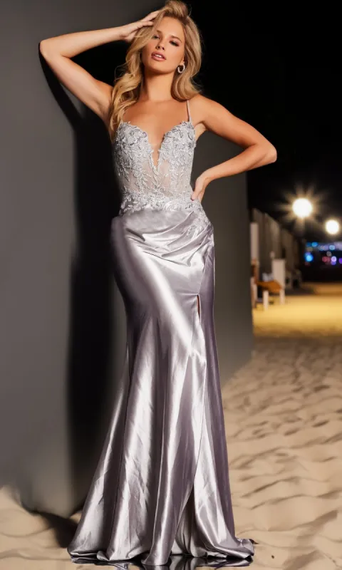JVN by Jovani Lace-Bodice Prom Dress JVN38487 sold by PromGirl