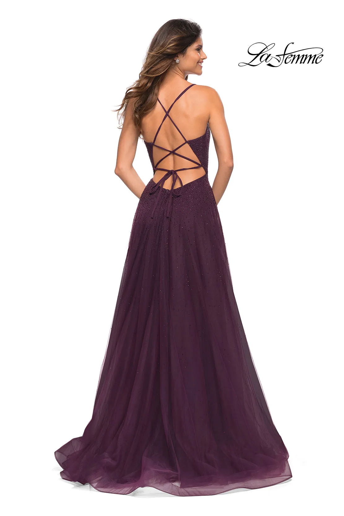 Corset-Back Long La Femme A-Line Prom Dress sold by PromGirl product image thumbnail 2