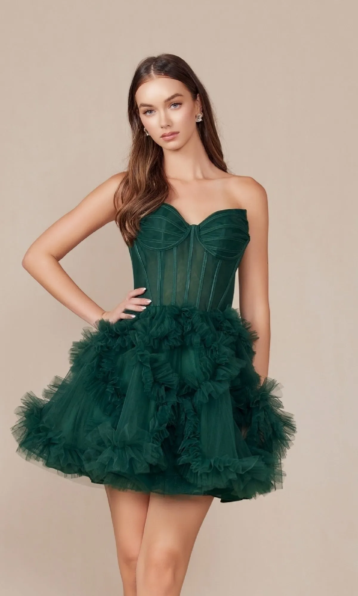 Short Strapless Ruffled Homecoming Dress Y859 sold by PromGirl product image thumbnail 4