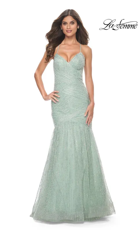 La Femme Embellished Long Mermaid Prom Dress 32026 sold by PromGirl