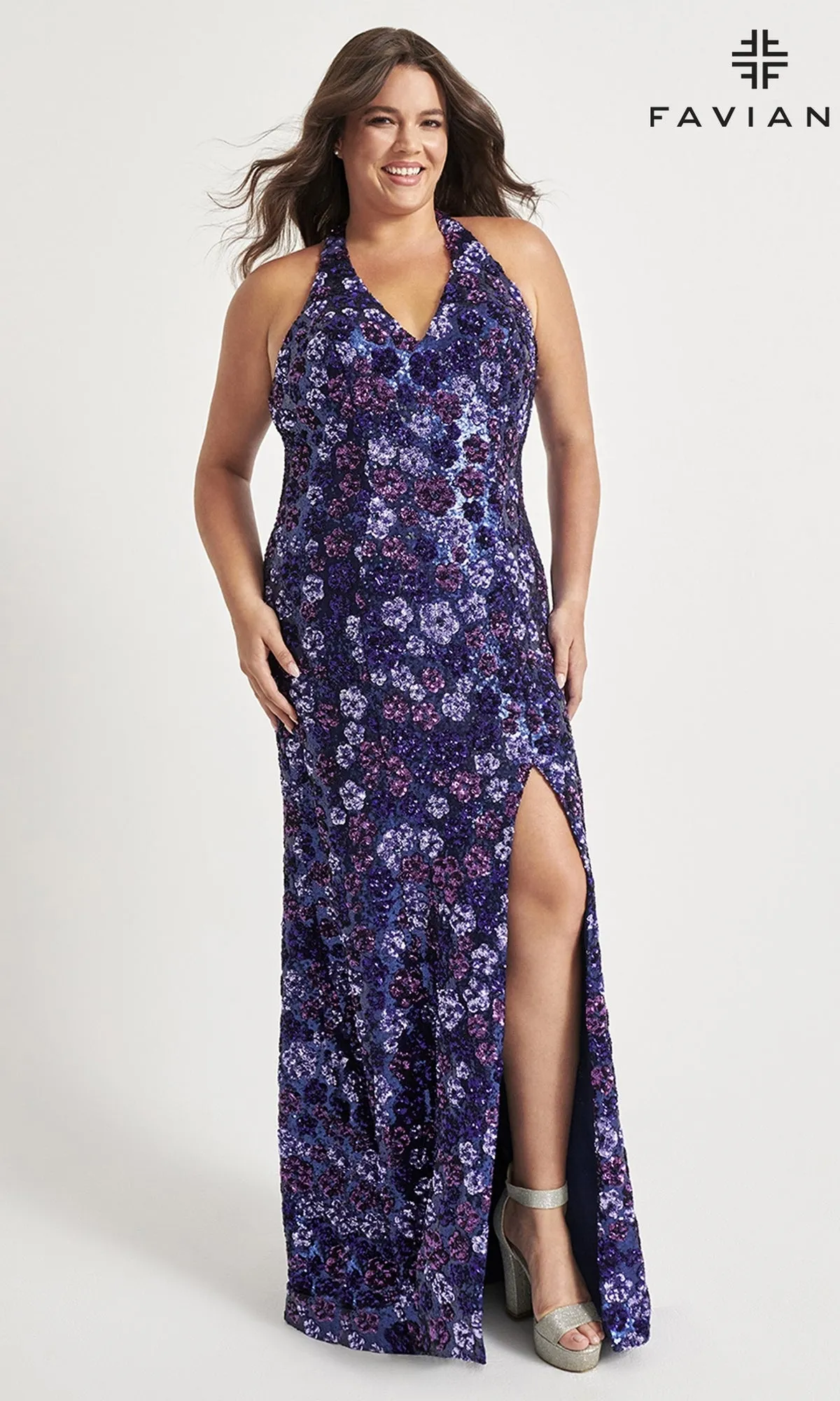 Floral-Sequin Plus-Size Prom Dress 9560 sold by PromGirl