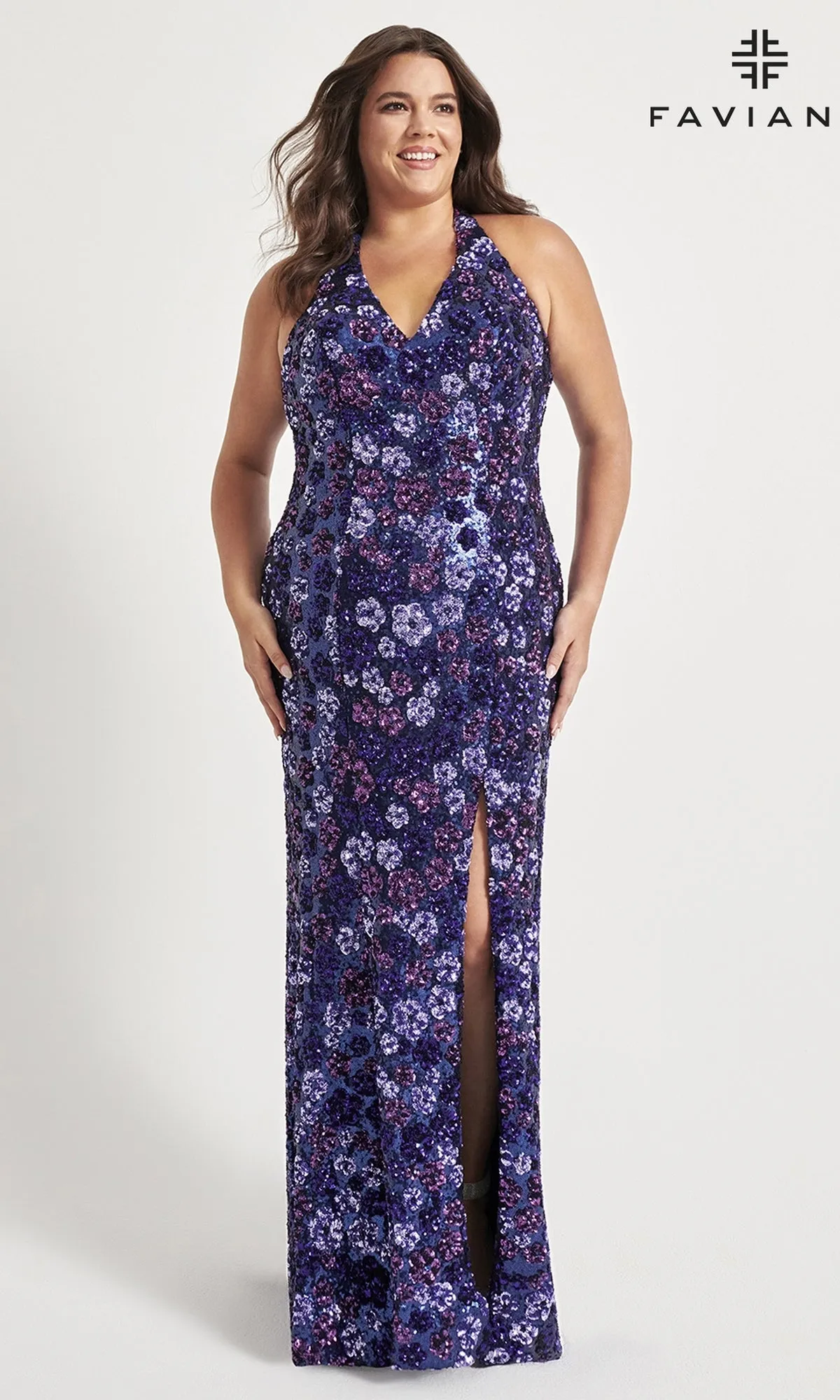Floral-Sequin Plus-Size Prom Dress 9560 sold by PromGirl product image thumbnail 3
