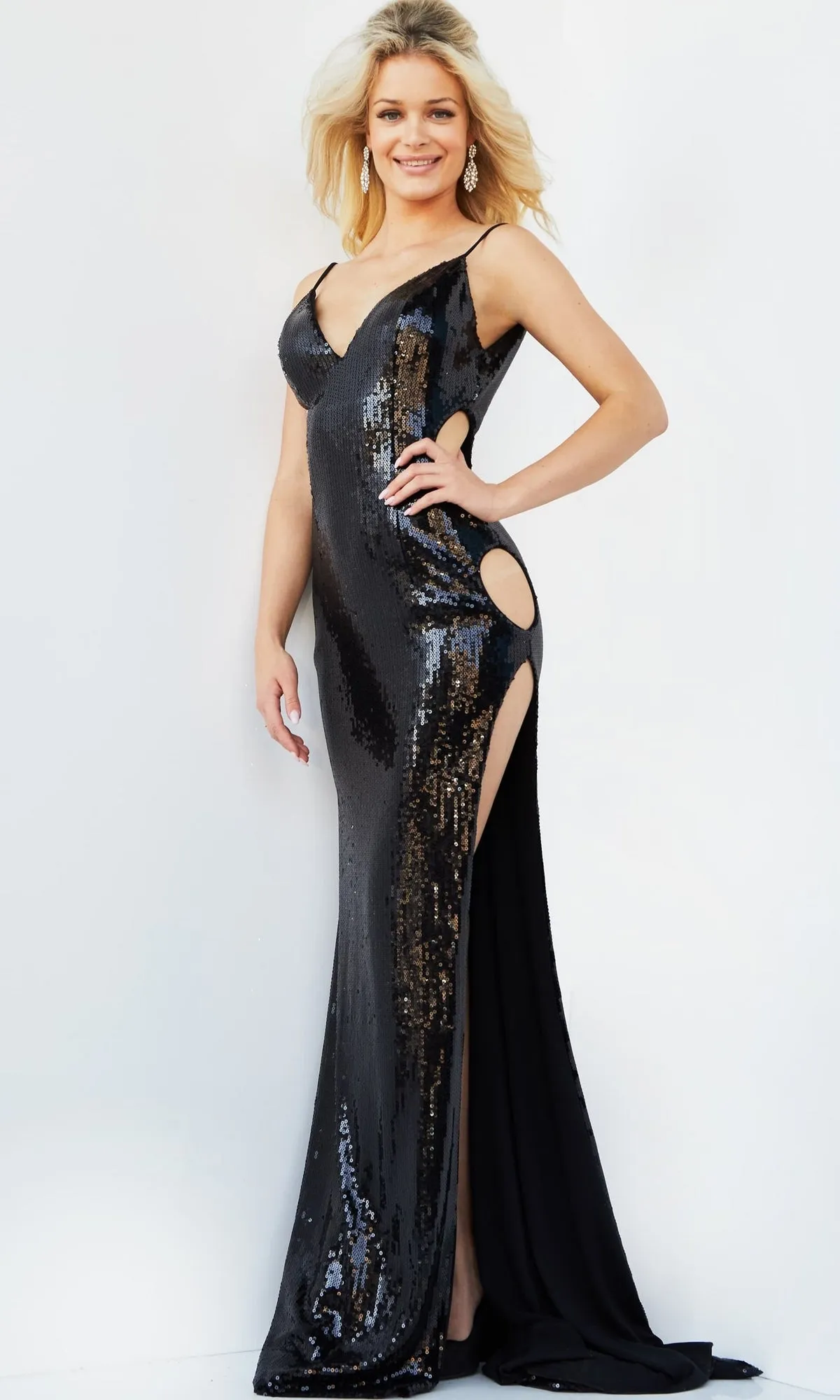 Jovani Sexy Cut-Out Long Sequin Prom Dress 07532 sold by PromGirl product image thumbnail 2
