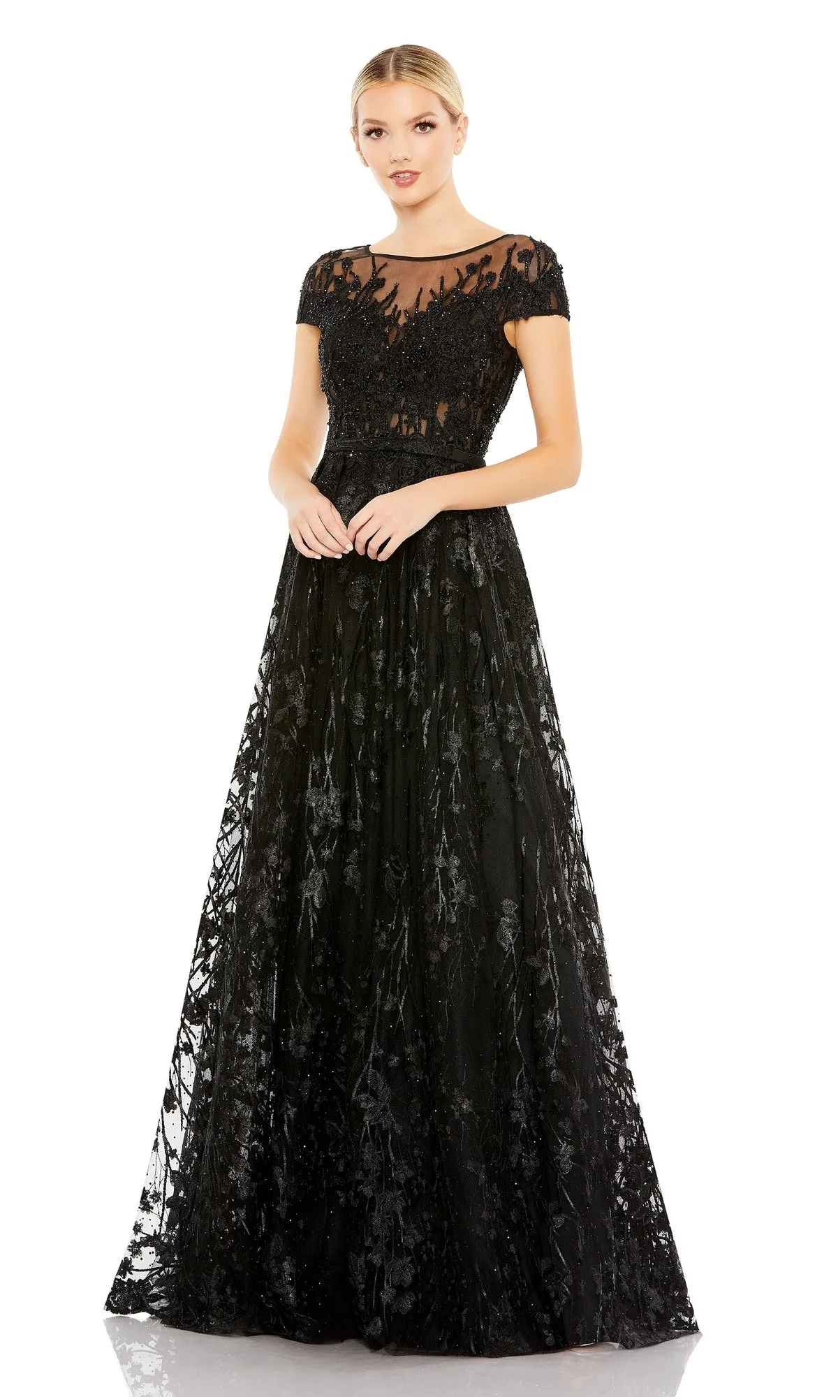 Short-Sleeve Long Formal Dress: Mac Duggal 20405 sold by PromGirl