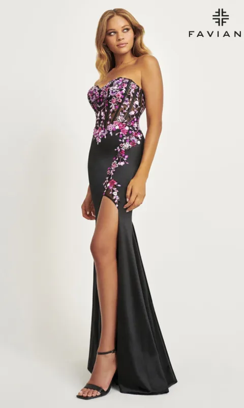 Faviana Strapless Embroidered Long Prom Dress 11029 sold by PromGirl