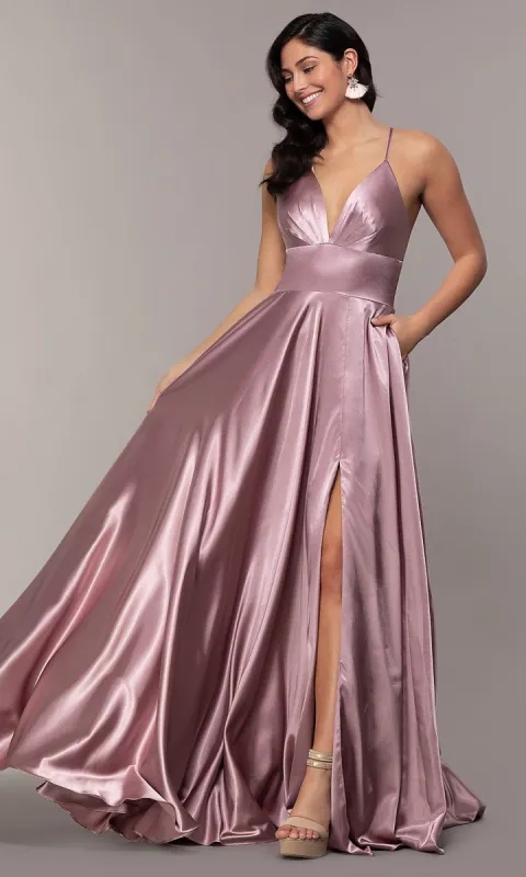 Mauve Pink Long A-Line Prom Dress by Faviana sold by PromGirl