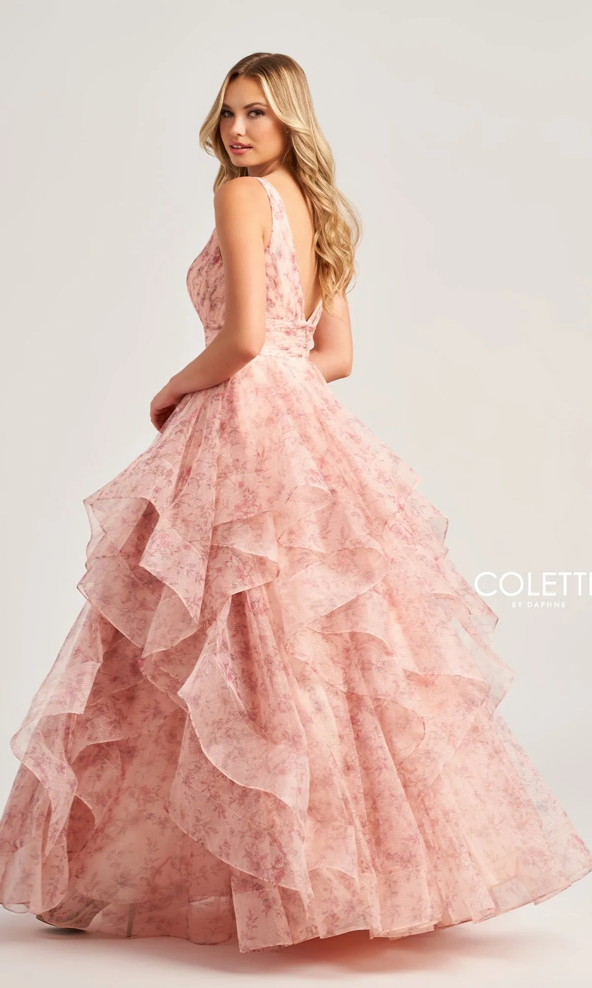 Colette Tiered Long Print Prom Ball Gown CL5273 sold by PromGirl product image thumbnail 2