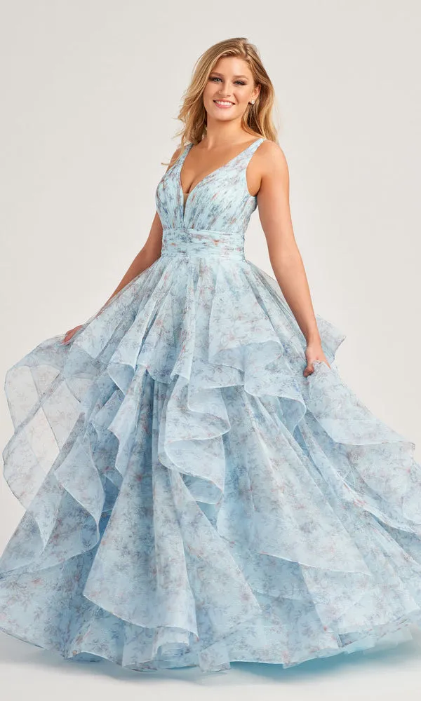 Colette Tiered Long Print Prom Ball Gown CL5273 sold by PromGirl product image thumbnail 3