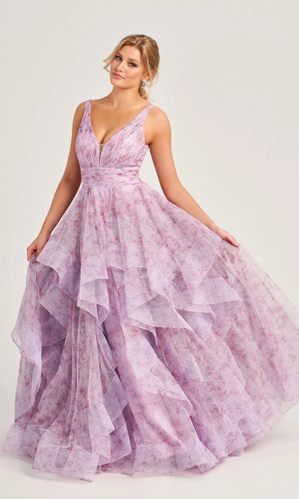 Colette Tiered Long Print Prom Ball Gown CL5273 sold by PromGirl product image thumbnail 4