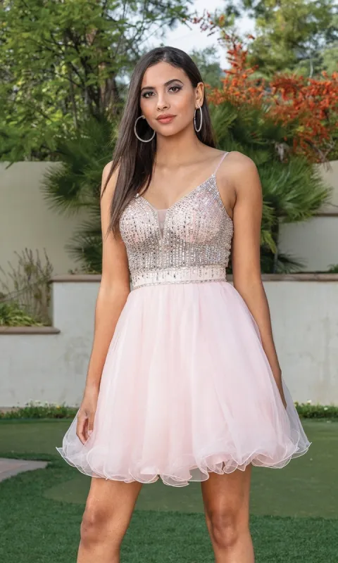 Beaded-Bodice Short Babydoll Homecoming Dress 3313 sold by PromGirl