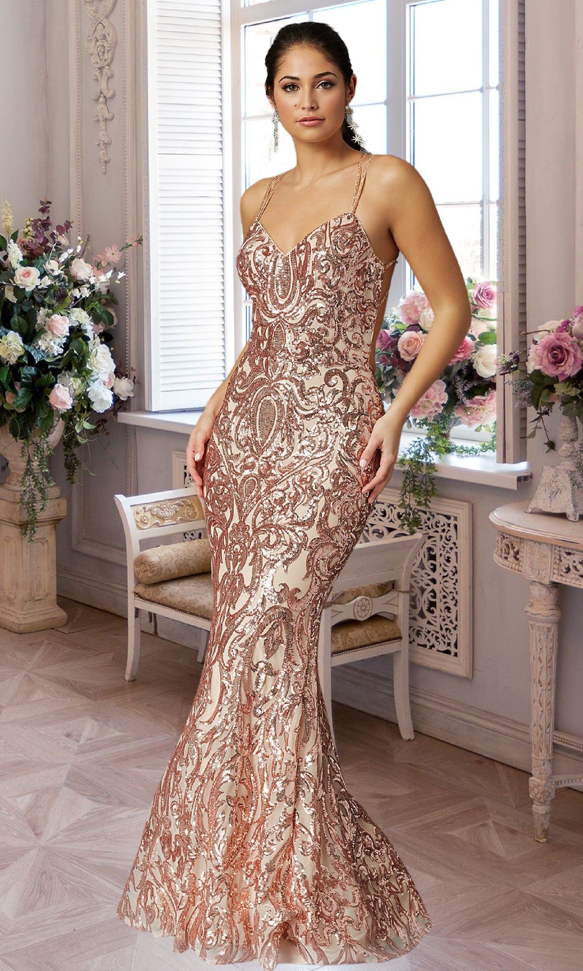 Long Sequin Open-Back Prom Dress by PromGirl sold by PromGirl