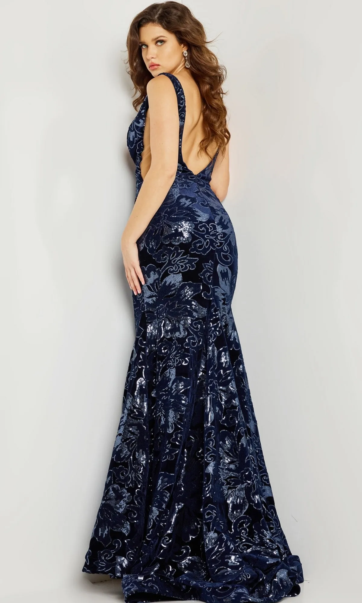 Jovani Long Blue Sequin-Print Prom Dress 32581 sold by PromGirl product image thumbnail 2