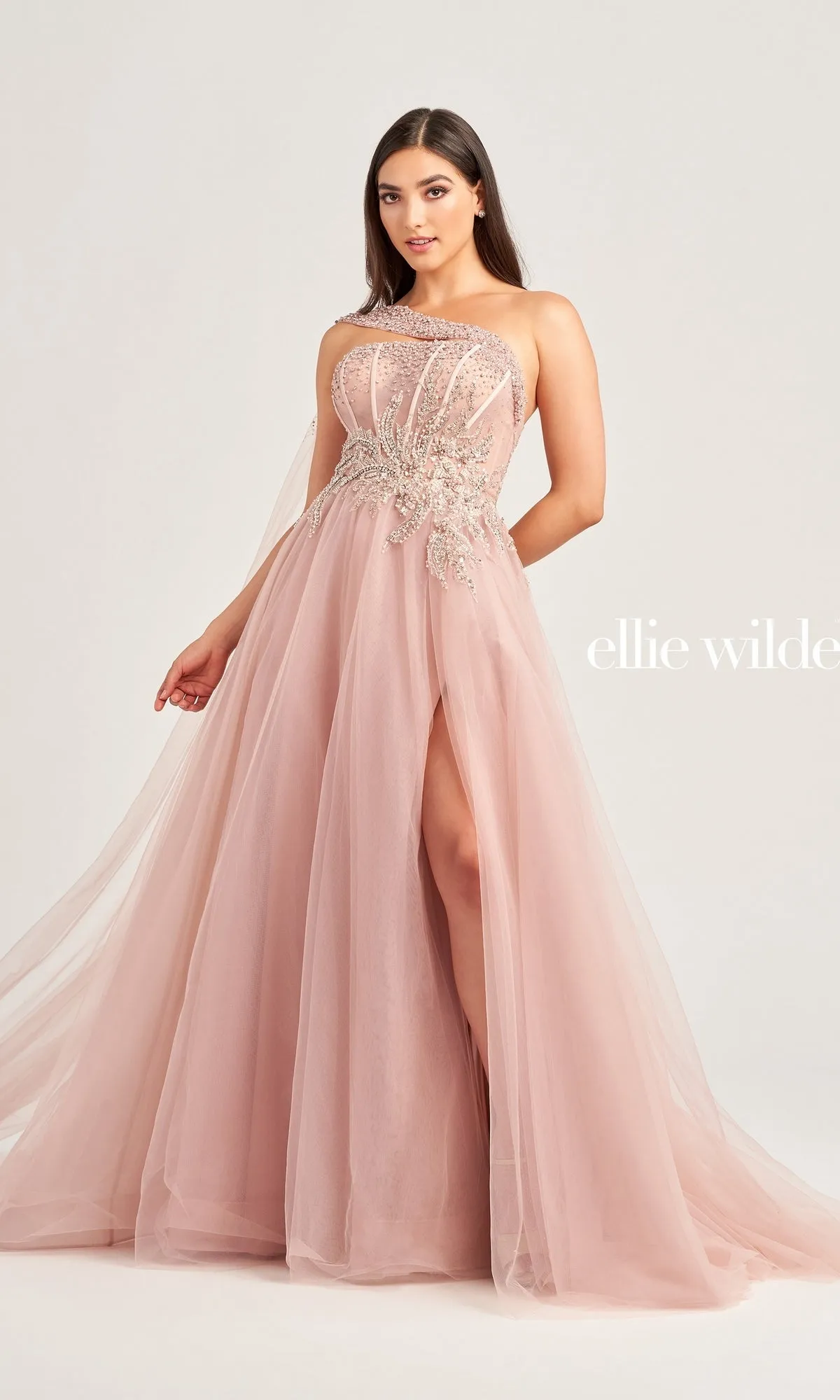One-Shoulder Ellie Wilde Long Prom Gown EW35090 sold by PromGirl product image thumbnail 3