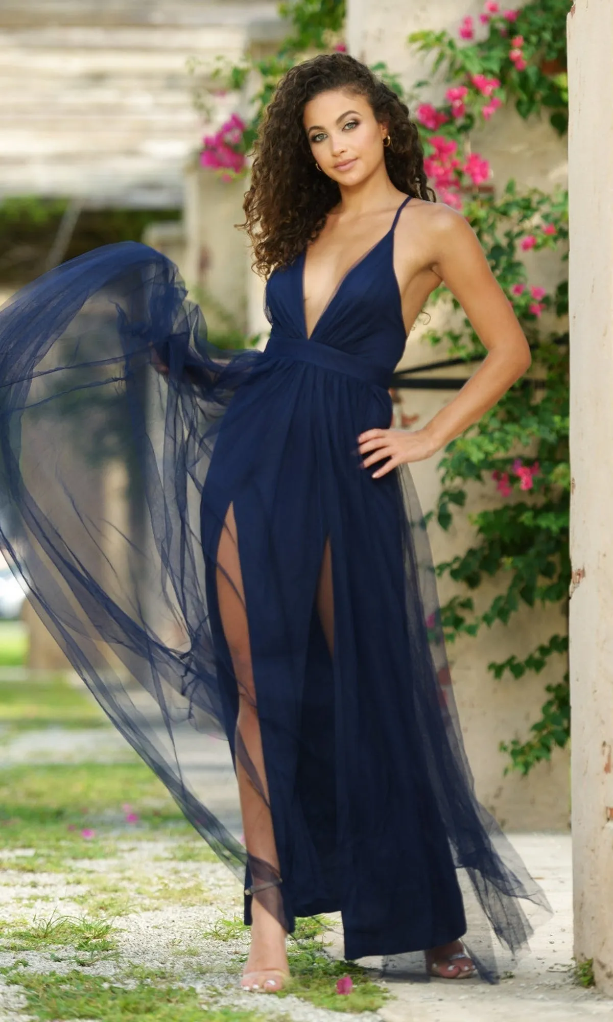 Velvi Plunging V-Neck Long Tulle Prom Dress Sydney sold by PromGirl product image thumbnail 5
