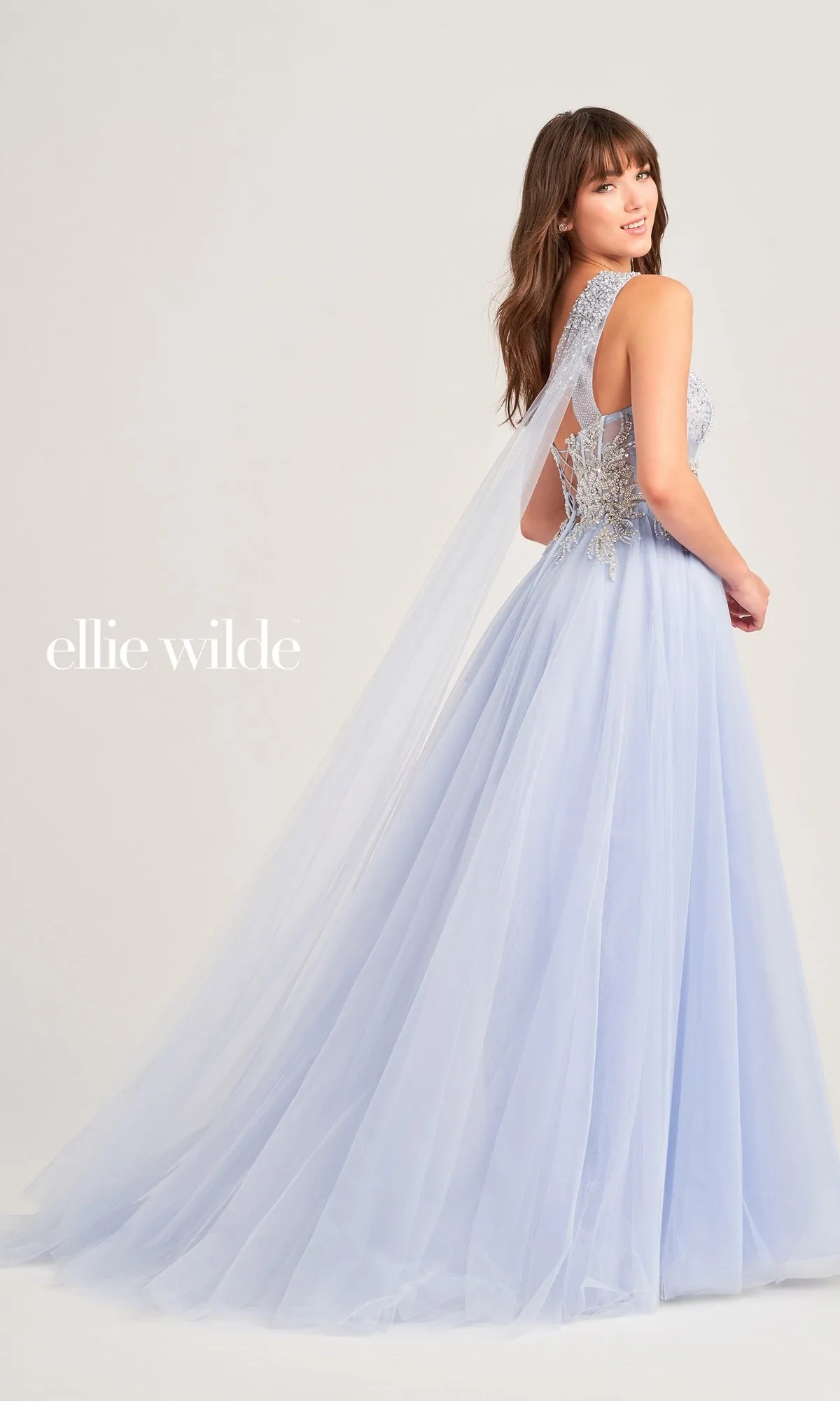 One-Shoulder Ellie Wilde Long Prom Gown EW35090 sold by PromGirl product image thumbnail 2