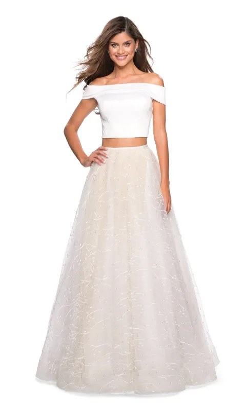 Two-Piece White Prom Dress: La Femme 27478 made by La Femme