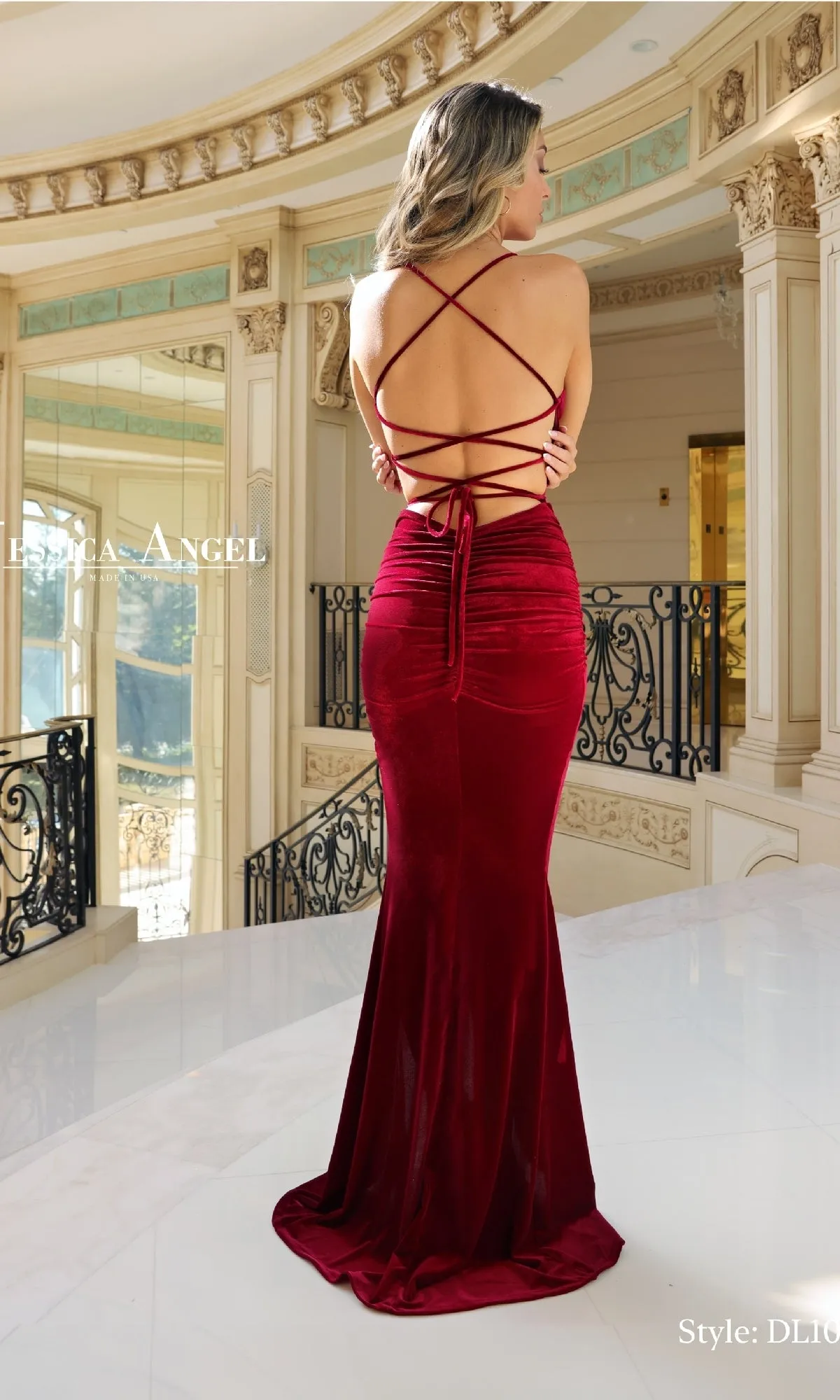Tight Long Velvet Prom Dress: Jessica Angel DL108 sold by PromGirl product image thumbnail 2
