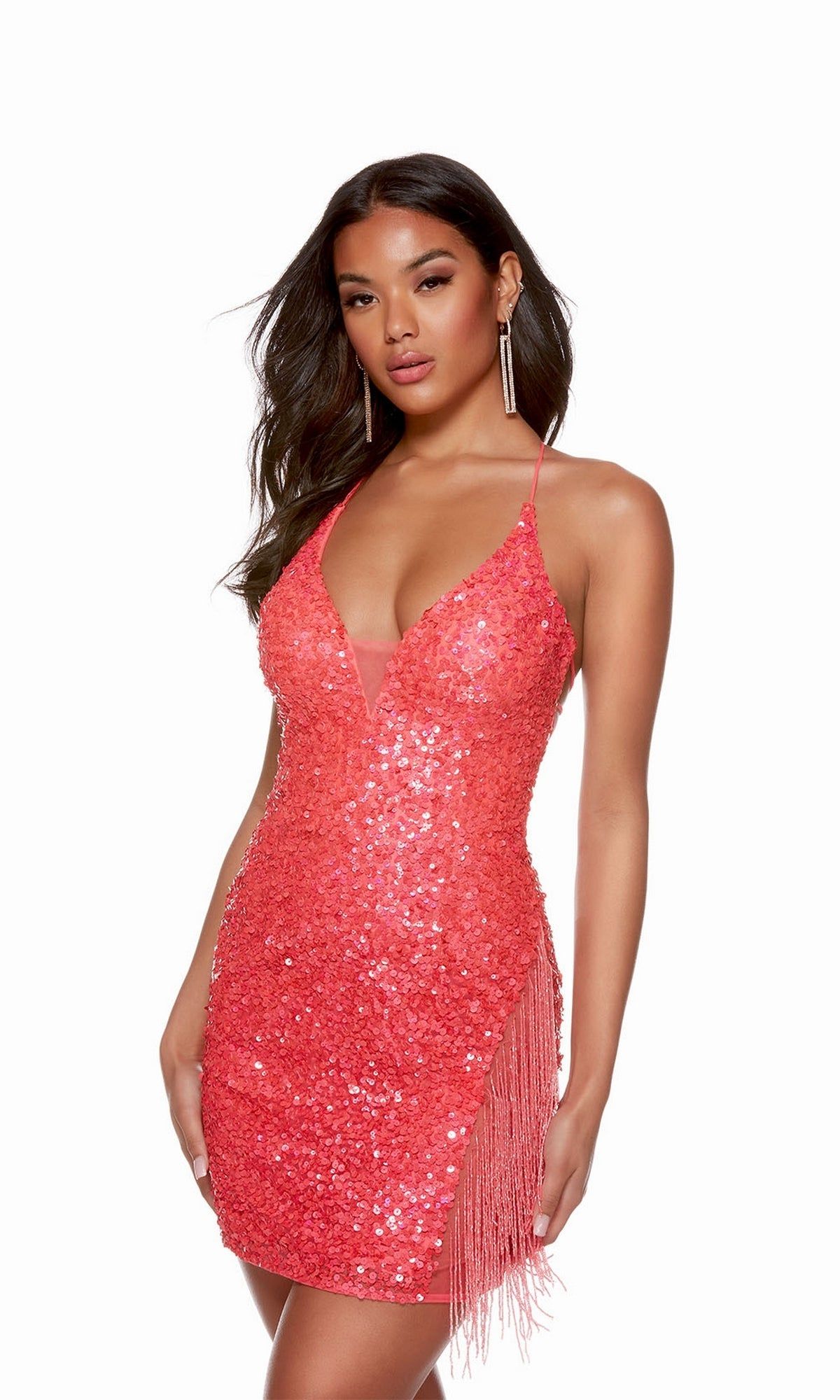 Fringed-Side Short Sequin Homecoming Dress 4624 sold by PromGirl product image thumbnail 5