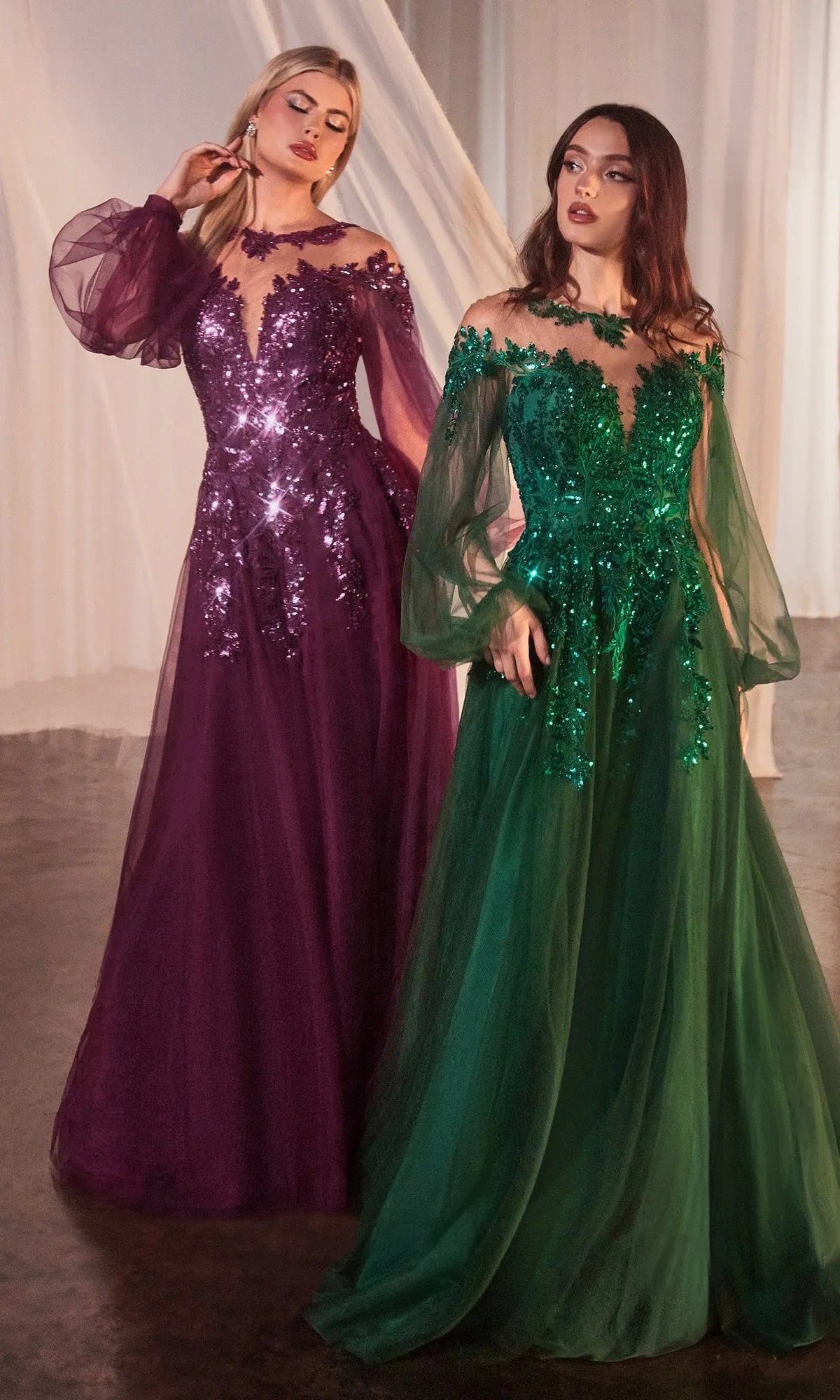 Sheer Long Sleeve Long Formal Dress A1263 sold by PromGirl product image thumbnail 3