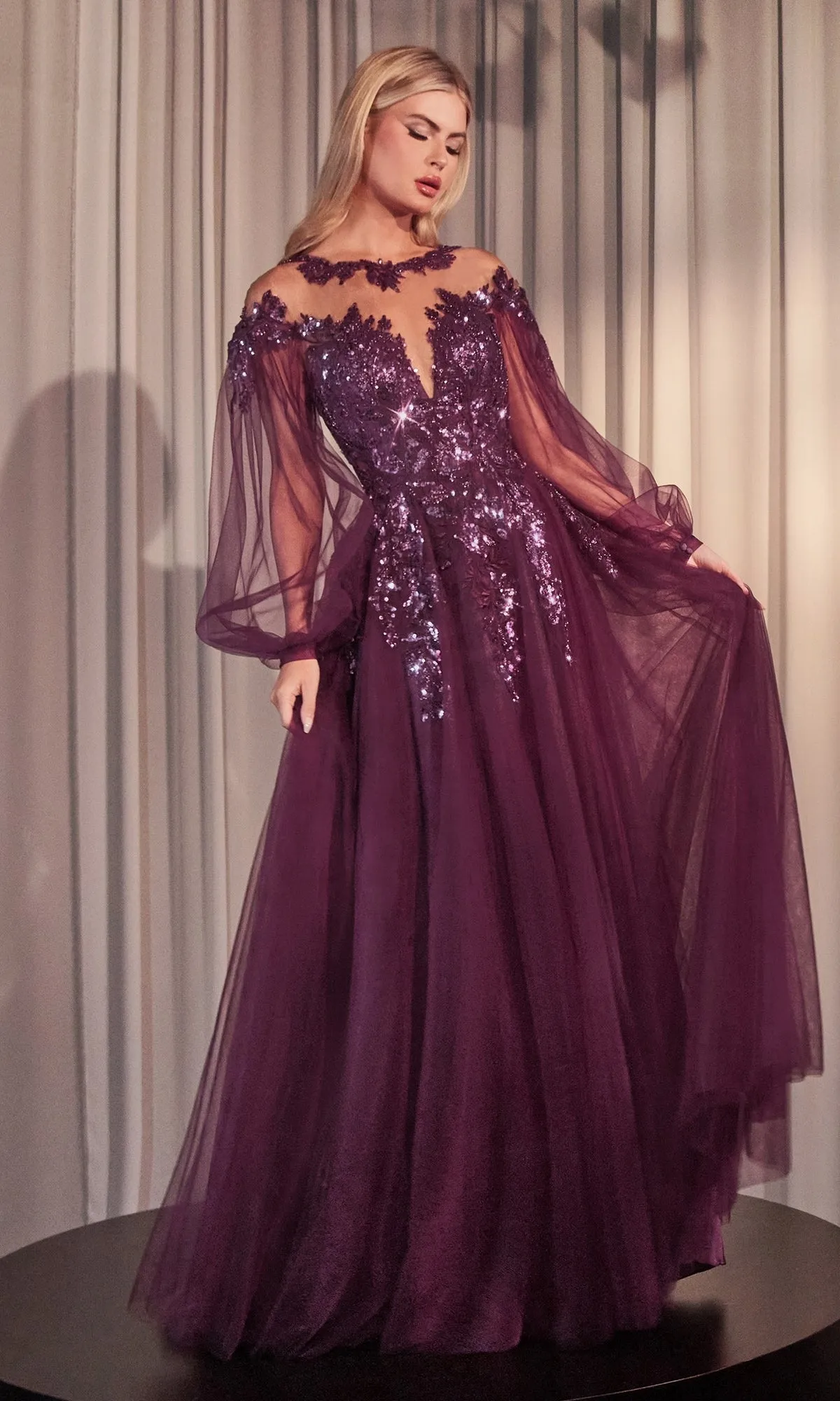 Sheer Long Sleeve Long Formal Dress A1263 sold by PromGirl product image thumbnail 4