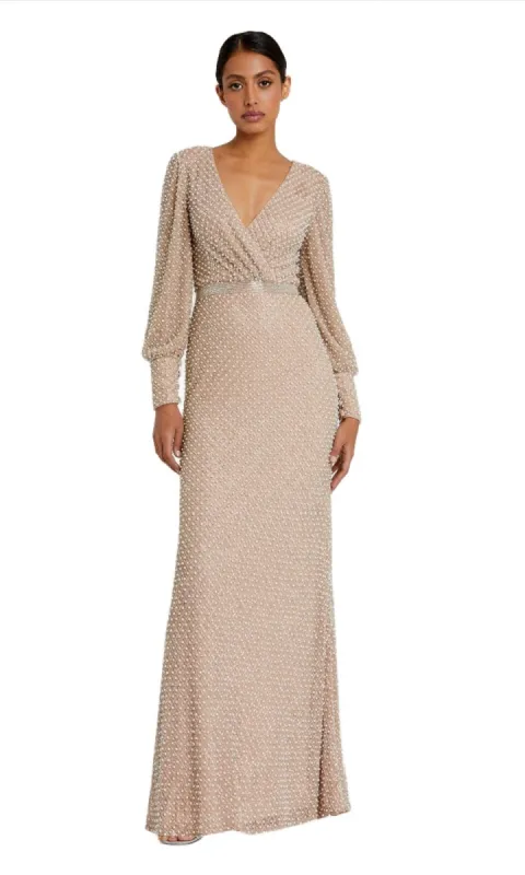 Long Sleeve Ivory Formal Gown: Mac Duggal 10062 sold by PromGirl