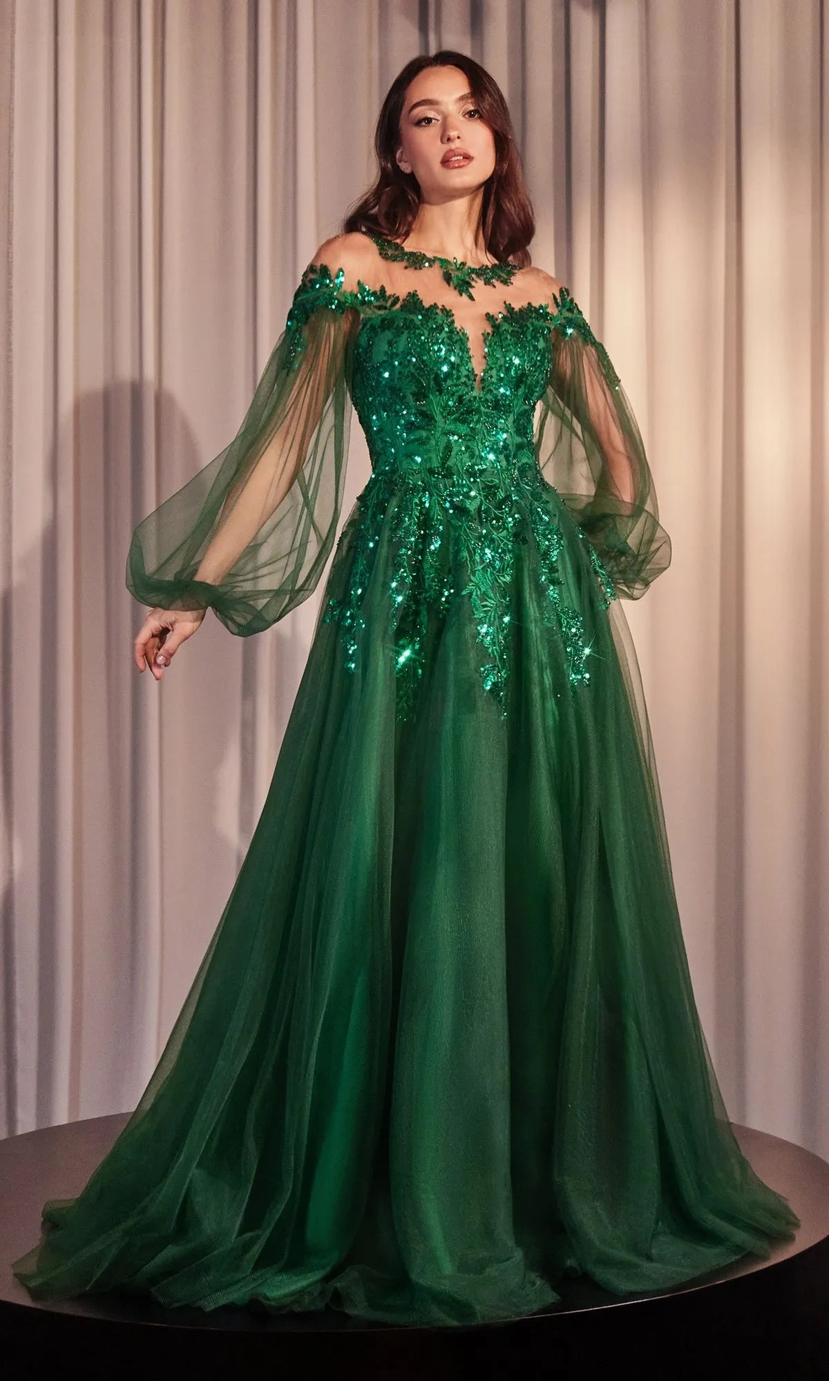 Sheer Long Sleeve Long Formal Dress A1263 sold by PromGirl product image thumbnail 5