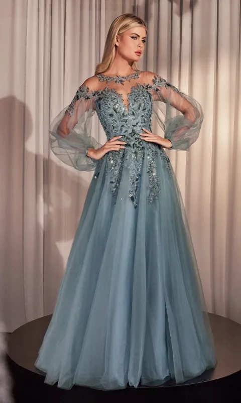 Sheer Long Sleeve Long Formal Dress A1263 sold by PromGirl